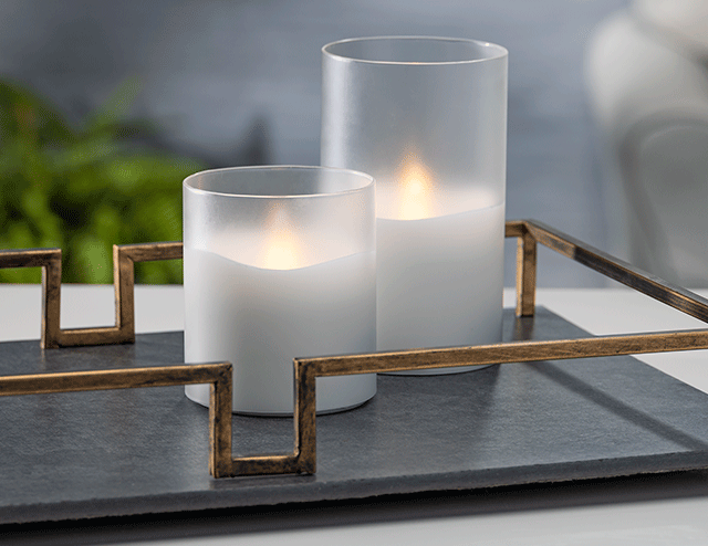 6-in D x 6-in H Hand poured Wax Candle in frosted glass with exclusive Illumaflame glow
